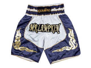 Custom Boxing Shorts , Personalise Boxing Shorts : KNBXCUST-2043-White-Navy